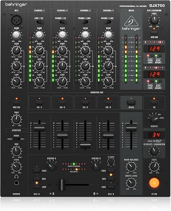 Behringer PRO MIXER DJX750 Professional 5-Channel DJ Mixer with Advanced Digital Effects and BPM Counter