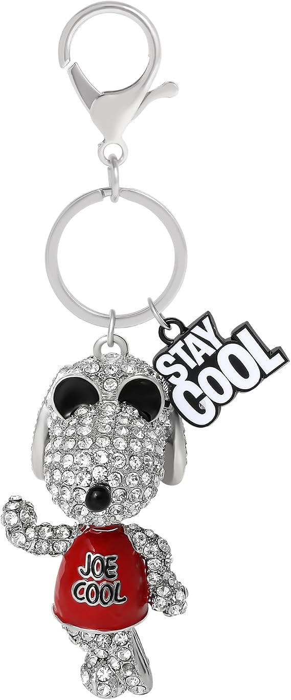 SALLY ROSE Snoopy Keychain Charms Official License - Pave Crystal Peanuts