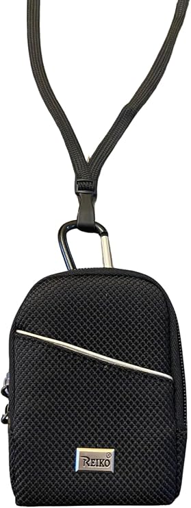Around the Neck or Shoulder Phone Holder Black Case with Zipper and Carabiner Compatible with Jitterbug Flip 2 and Jitterbug Flip Phone