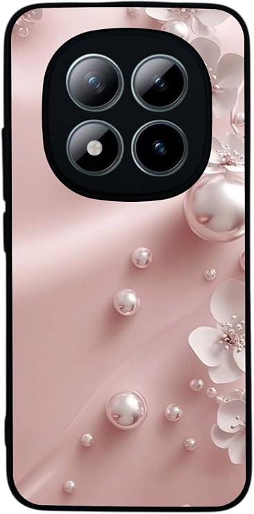 Xiaomi Redmi Note 15 Pro Plus ile Uyumlu Yaldız Çiçek Desenli, Mat Siyah, Silikon, Şok Emici Koruyucu Kılıf