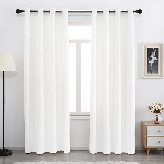 SPXTEX Bleach White Velvet Curtains, 63 inches Long, Soft Velvet, Grommet, Thermal Insulated, Light Filtering, Cream, Set of 2 Panels