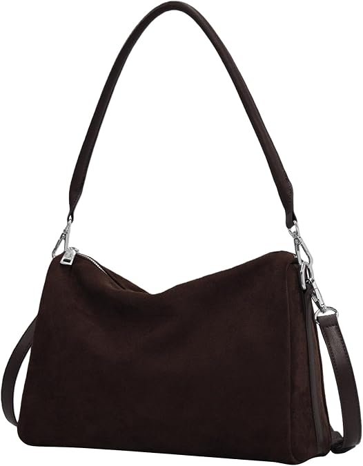Suede Tote Bags for Women, Suede Purse Handbag Vintage Slouchy Hobo Shoulder Crossbody Bag