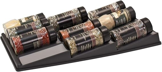 Spice Storage Drawer Organizer Angled Display Rack for Clear Label Reading and Quick Access