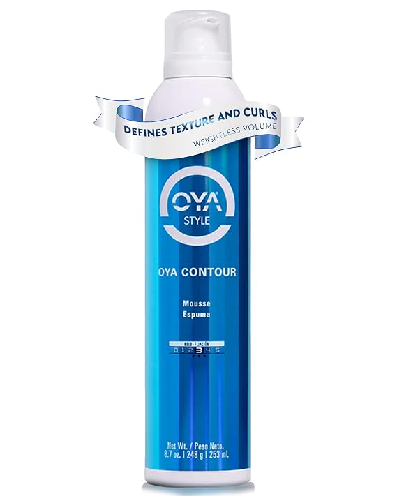 OYA CONTOUR Moisturizing Hair Mousse - Nourishing Volumizing Styling Foam for Curly & Wavy Hair - Defines Curls, Smooths Frizz, Boosts Shine & Bounce - Flexible Hold Salon Quality Styling - 253 ml