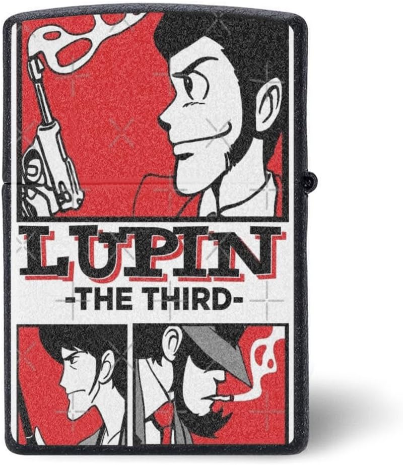 Lupin III Zippo Lighter Case Metal Gift Smoking Gear Oil Lighter Cover Gift Smoking Accessories Birthday Replacement Lighter Case Oil Lighter Case Replacement Outer Case Silver Men's