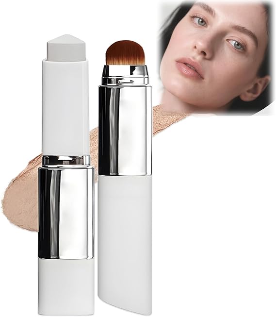 Color Changing Foundation Stick,Full Coverage Foundation with Brush,Cream F/oundation & Concealer Stick 2-in-1,Makeup F/oundation Suitable for All Skin Types, Spot Concealer(Medium)