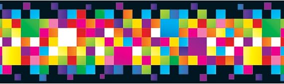 TREND enterprises, Inc. Pixels Bolder Borders; 11 Multicolor cardstock Decorative Strips for classrooms, Game Rooms, Crafts, and More; 2.75" x 39" Long, 35-3/4 feet in Package