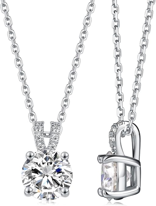 Genuine Sapphire/Emerald/Ruby/Moissanite Necklace Solid 925 Sterling Silver