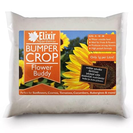 Elixir Gardens Soluble Tomato Feed | High Potash Fertiliser | Boost Yield | NPK 9-15-38 + TE (1-2-3) | Various Sizes 500g-25kg (1kg Bag)| Produces 1000 of Liquid Feed