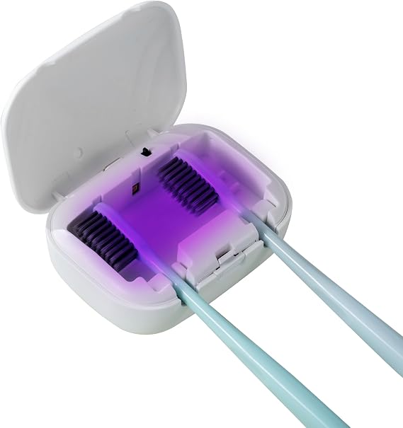 Toothbrush Storage Case with UV-C Lights Rechargeable Portable Toothbrush Cover, Hook Wall Mount Disinfection Box for Home, Travel & Fits All Toothbrushes