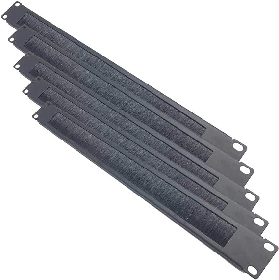 5 Pack 1U Brush Cable Manager Panel Horizontal Rack Mount