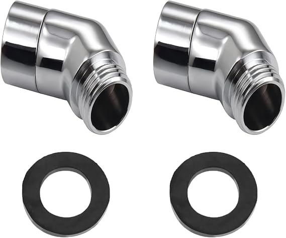 2 Pcs Shower Head Adapter, 135° Solid Brass Shower Elbow Adapter with Rubber Spinable G1/2" Shower Head Extension Arm for Connection of Wall Mounted Shower Handheld Showerhead