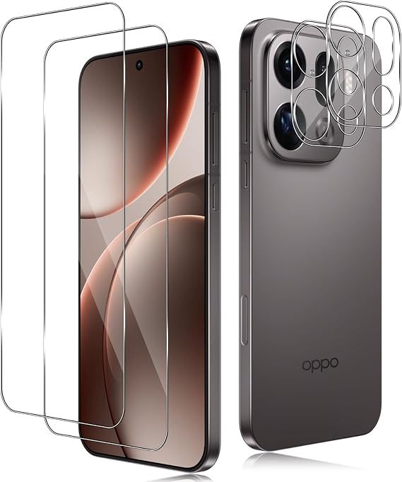 TUTUO 2+2 Pack Tempered Glass Compatible with OPPO Find X9 Pro 5G Screen Protector + Camera Lens Protector, [Anti-Scratch][Bubble Free] HD Clear 9H Hardness Tempered Glass Film
