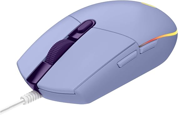Logitech G203 Prodigy Wired Gaming Mouse, 8,000 DPI, RGB, Lightweight, 6 Programmable Buttons, On-Board Memory, Compatible with PC/Mac - Lilac