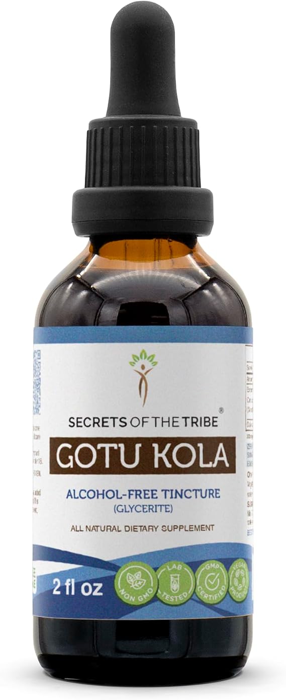 Secrets of the Tribe Gotu Kola Tincture Alcohol-Free Liquid Extract, Gotu Kola (Centella Asiatica) Dried Herb (2 Fl Oz)