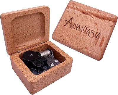 Youtang Anastasia Music Box Carved Wood Musical Box Wind Up Mechanism Musical Gift for Christmas,Birthday,Valentines Day,Melody Once Upon a December Silver