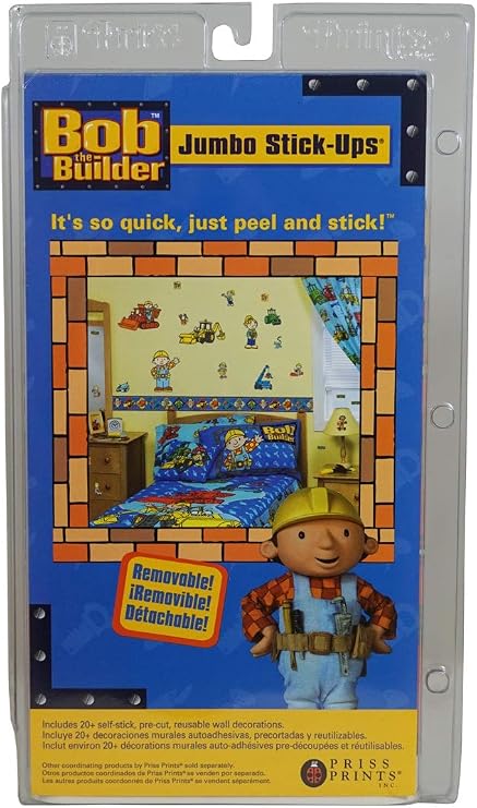 Bob the Builder Removable Jumbo Stick ups - Includes 20+ Self-Stick, Pre-Cut, Reusable Wall Decorations