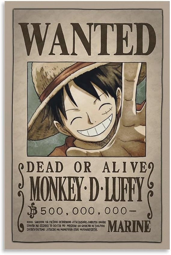Ydqkxm Anime Op Wanted Posters Luffy Poster Poster Decorative Painting Canvas Wall Art Living Room Posters Bedroom Painting 12x18inch(30x45cm)