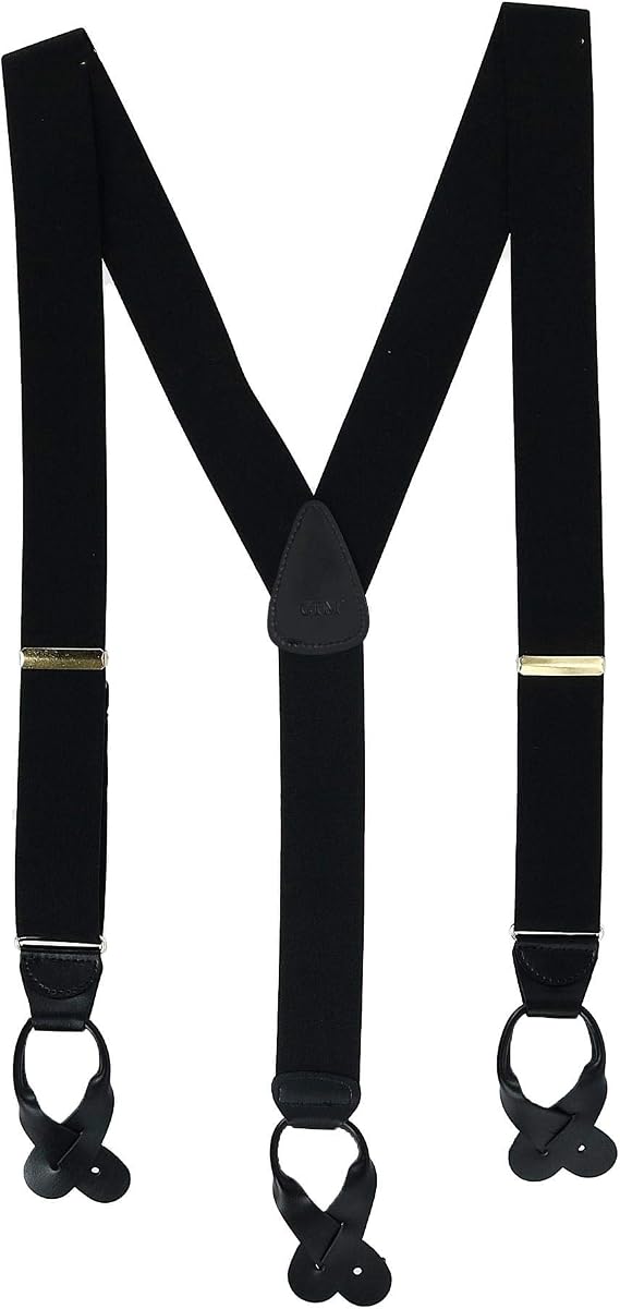 CTM Men's Elastic Button End Suspenders