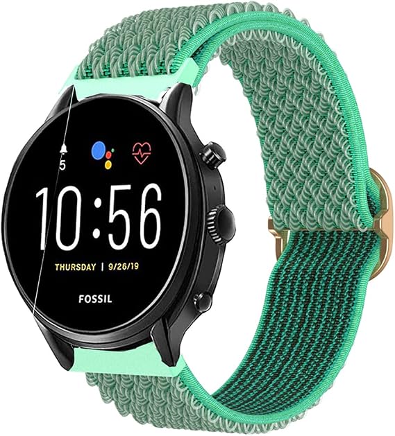 Compatible with Fossil Gen 6 44mm Band & Fossil 5E 44mm Band & Fossil Gen 5 Carlyle/Julianna Band,22mm Stretchy Elastic Sport Replacement Strap Band Compatible with Fossil Q Explorist HR Gen 4/3