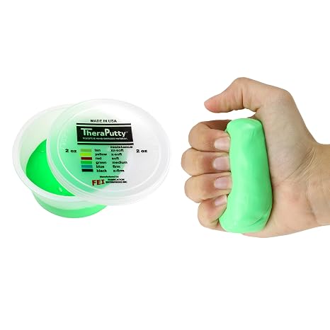 CanDo Theraputty Plus Hand Exercise Putty for Rehabilitation, Exercises, Hand Therapy, Hand Strengthening, Stress Relief - Green 2 oz Medium