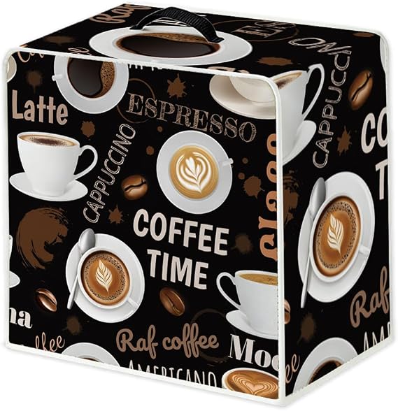WEBEEDY Dustproof Coffee Maker Cover with Top Handle, Washable Kitchen Appliance Cover Polyester Durable Dust Cover for Most of Coffee Machine Kitchen Countertop Office Home Decor, 34.5x26x35.5cm