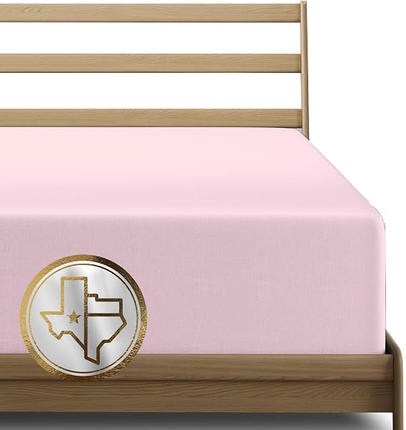 TEXAS LINEN CO. 100% Egyptian Cotton Fitted Sheet Queen - Luxury 1000 Series High Thread Count Queen Fitted Sheet Cotton (1 PC, Blush), 22" Deep Pocket Cooling Elasticized - Lonestar Lovin' Collection