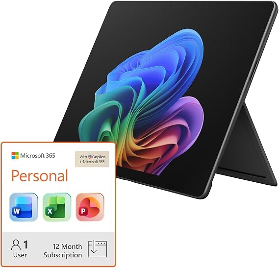 Microsoft Surface Pro (2026) 13-inch 2-in-1 Laptop, Snapdragon X2 Plus, 16GB RAM, 512GB SSD, Windows 11 365 Personal 12-Month Subscription Bundle