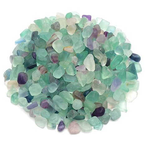 1 LB (460g) Natural Crushed Green Fluorite Pebbles Gemstone Chips