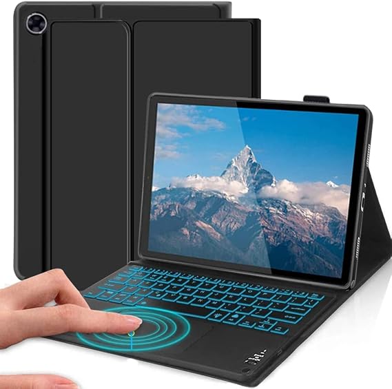 Touchpad Keyboard Case for Lenovo Tab M10 Plus 3rd Gen 10.6 inch TB-125FU, 7 Colors Backlight Magnetic Detachable Keyboard Cover for Lenovo Tab M10 Plus Gen 3 TB-128FU/XU 10.6" 2022, Black