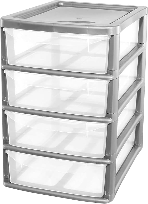 Silver A4 Plastic Storage Tower Unit Table Top Organiser