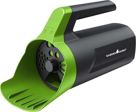 Garden Guru Handheld Seed Spreader Shaker Multi Use Grass Seed, Fertilizer, Salt, Ice & Snow Melt Spreader Adjustable Twist Cap w Multiple Size Openings Lightweight 1L Capacity Hand Seeder