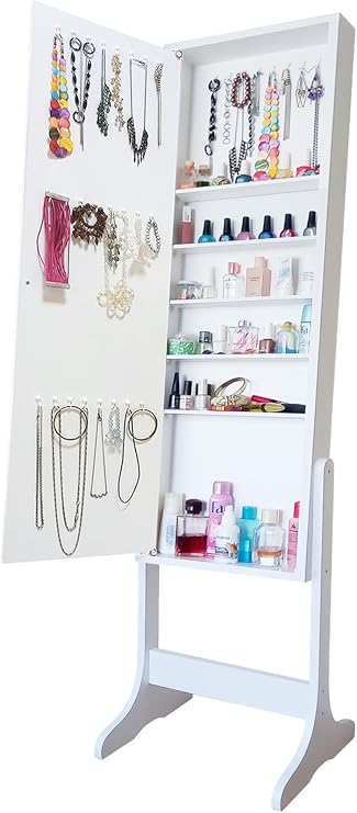 Star Disassembled Stand Mirrored Jewelry Cabinet Gift Multi-Purpose Jewelry Cabinet White