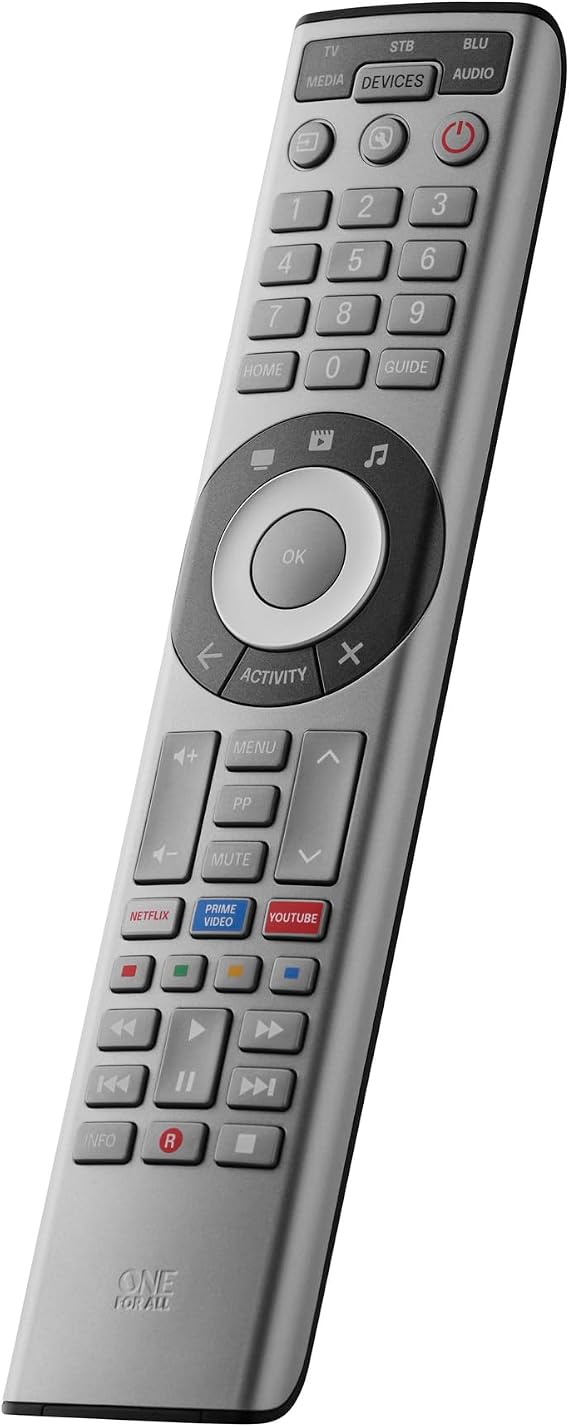One For All Smart Control Pro 5 Universal Remote Control – Works with TV, Set Top Box, Blu-ray, Audio, and Streaming Devices (Model URC7956)
