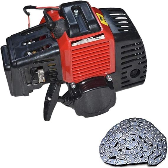TDPRO 49cc 2 stroke Pull Start Engine Motor and T8F Chain for Mini Pocket Scooter Chopper