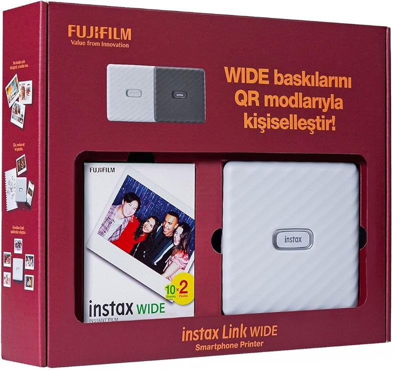 Instax Link Wide Beyaz Akıllı Telefon Yazıcısı Bundle Box