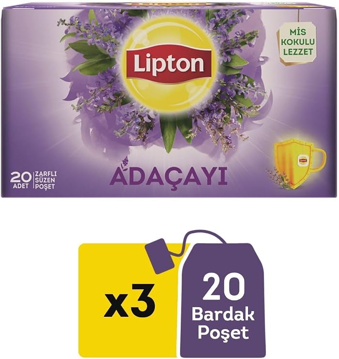 Lipton Adaçayı Bitki Süzen Poşet Çay 20li x 3 Adet