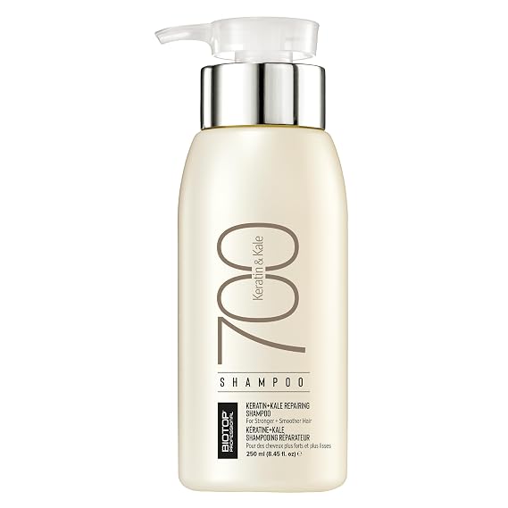 Biotop Professional 700 Keratin + Kale Hair Shampoo - Damaged Hair Repair Rich in Vitamins A, C + K - Fights Frizz & Reduces Breakage in Coarse, Thick Hair - 8.45 oz