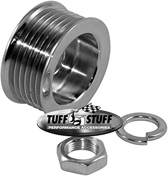 Tuff Stuff Alternator Pulley, Serpentine, 6-Rib, 2.25 in Diameter, Hardware Included, Steel, Chrome, Universal, Each
