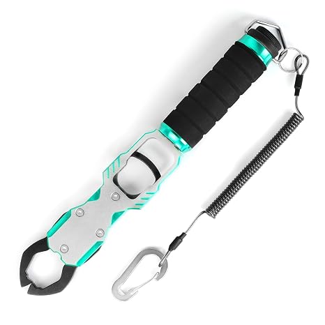 Ghosthorn Fish Lip Gripper with Scale 40lb Aluminum Alloy Fishing Grabber | 360 Swivel Non-Slip Handle, 11" Corrosion Resistant Fish Gripper Tool, Ideal for Saltwater Freshwater