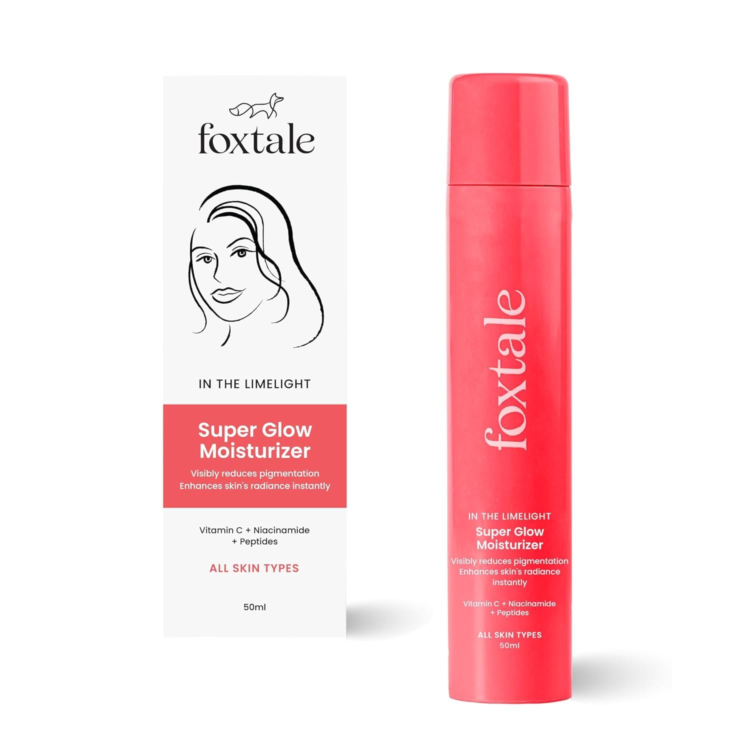 Foxta.le Vitamin C Super Glow Moisturizer with Niacinamide & Peptides, Visibly Reduces Pigmentation, Enhances Skins Radiance Instantly, For All Skin Types, Women & Men - 50ml