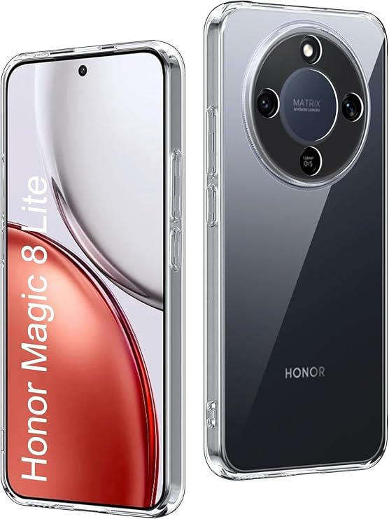 Ehr. Honor Magic 8 Lite ile Uyumlu Kılıf, 2mm Kalınlaştırılmış Şeffaf Silikon, Darbe Emici Kamera Korumalı Esnek Arka Kapak