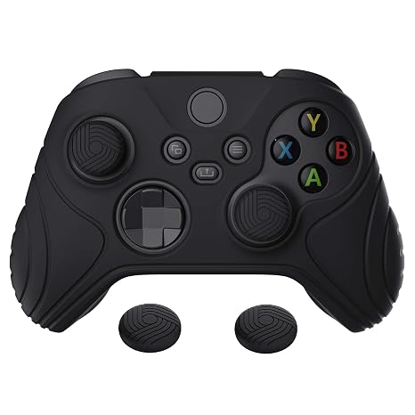 eXtremeRate PlayVital Samurai Edition Anti-Slip Controller Grip Silicone Skin for Xbox Core Controller, Ergonomic Protective Case Cover for Xbox Series S/X w/Thumb Grips - Black