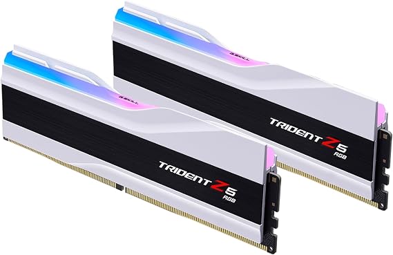 G.SKILL Trident Z5 RGB Series DDR5 RAM (Intel XMP 3.0) 48GB (2x24GB) 7600MT/s CL38-48-48-121 1.35V Desktop Computer Memory U-DIMM - Matte White (F5-7600J3848F24GX2-TZ5RW)