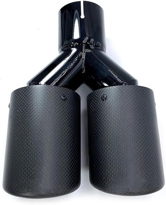 Car exhaust tailpipes Car Matt Carbon+Black Stainless Exhaust Dual Tips Muffler Double Pipes Dual Tips 1 Pcs Muffler tailpipes(ID 63mm-OD 76mm)