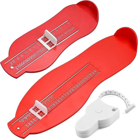 3 Pcs UK/EU Foot Measure Device,Red Professional Foot Sizer Tool Child/Adult 18-47 Shoe Gauge Kit with Tape Measure (Red)