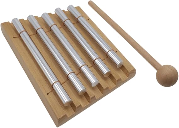 Soundspire 5-Tone Meditation Chime with Black Mallet, Solid Wood Percussion Instrument for Classroom Management, Yoga & Sound Therapy (Harmonic Tuning)