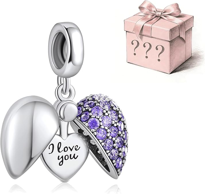 NINGAN I Love You Dangle Charm Love Heart Pendant Bead for Women Wife Girlfriend with 5A Cubic Zirconia for Charm Bracelets 925 Sterling Silver