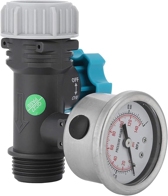 BORDSTRACT Water Pressure Regulator Valve with Gauge, 3/4 Adjustable Water Pressure Regulator Reducer Valve, for Garden Irrigation, Agriculture