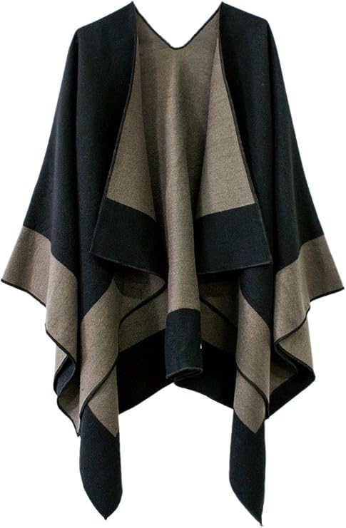 Urban CoCo Women's Shawl Wrap Poncho Ruana Cape Cardigan Open Front Coat for Fall Winter Holiday